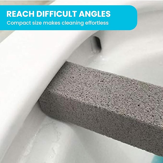Simple Life Pumice Stone Toilet Bowl Cleaner | Toilet Pumice Stone with Extra Long Handle | Scouring Stick for Toilet Cleaning, Stain Removal on Toilets, Grills, Tiles, Grout & Pools | 4 Pack