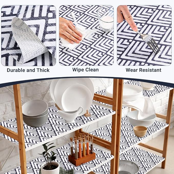 Grip Shelf Liners, Non-Slip Drawer Protector Liner, Non Adhesive Shelves Mat Thickened Plastic Protection for Kitchen Cabinets Cupboards Dresser Pantry Bathroom Office, 11.8in x 20ft