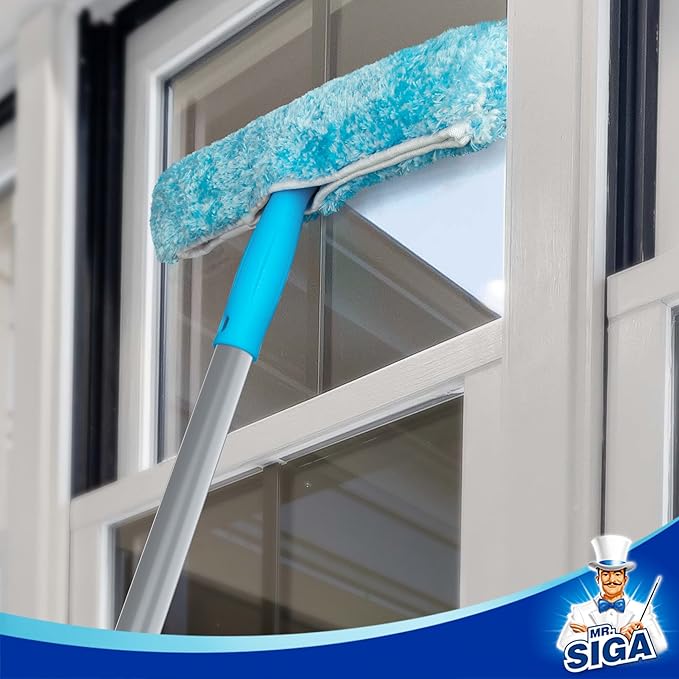 MR.SIGA 54.3 inch Long Extension Pole, Adjustable 4 Pieces Aluminum Pole for Window Squeegee