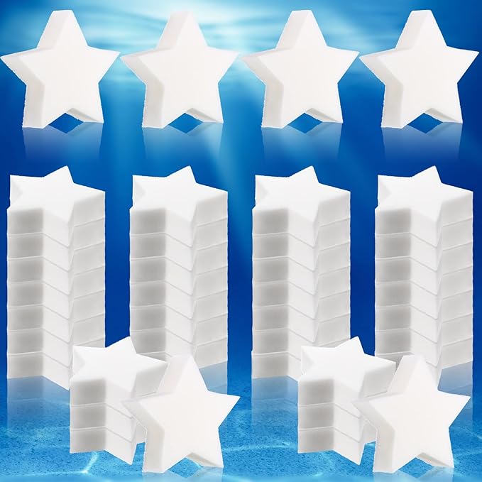 Patelai 40 Pcs Hot Tub Sponge Spa Cleaning Sponges for Hot Tub Oil Absorbing Cleaning Scum for Spa, Bathtub and Swimming Pool to Soak up Oils Bathtub Accessories(Star Style)