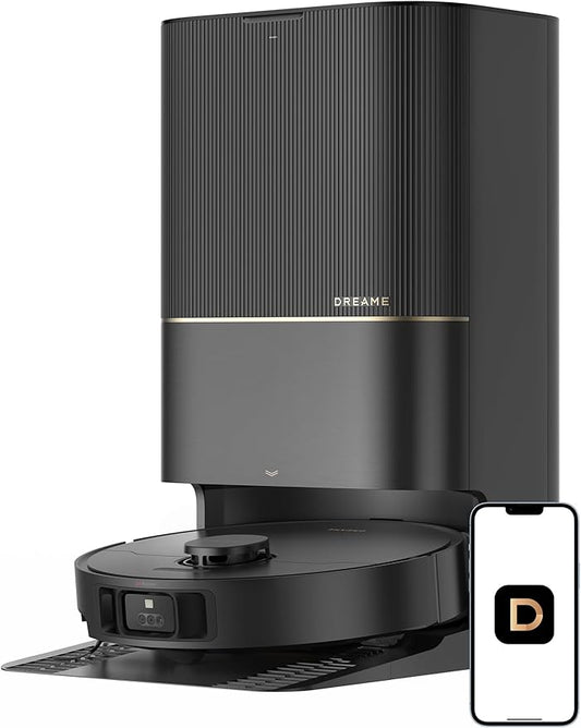 DREAME X40 Ultra Robotic Vacuum with Removable & Liftable Mop, 12,000Pa Suction, Side Brush Extensive Cleaning, 158°F Mop & Washboard Self Cleaning, Auto-Empty, Auto Refill, liftable Brushes