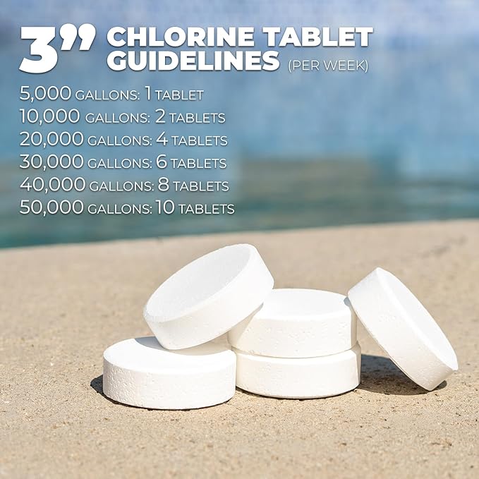 XtremeClear 25 Pound Bucket 3" Chlorine Tablets Bucket, 25 lbs Chlorinating Tabs for Swimming Pools Advanced Slow Dissolving