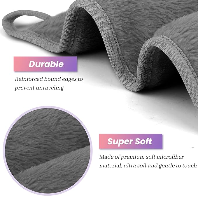 Makeup Remover Cloth Pack of 8, Soft Microfiber Makeup Remover Towels,13x7 inch Reusable Facial Cleansing Cloths for All Skin Types,Gray