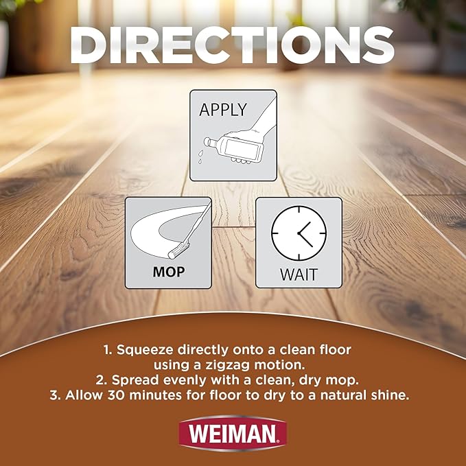 Weiman Wood Floor Polish and Restorer 32 Oz Bundle - High-Traffic Hardwood Floor, Natural Shine, Removes Scratches, Leaves Protective Layer