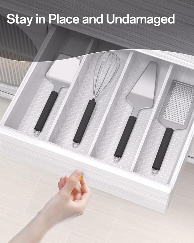 Shelf and Drawer Liner for Kitchen Cabinet, Non-Adhesive 12in x 240in Waterproof Contact Paper Refrigerator Liners Thickened Durable EVA Material Non Slip Mat for Dresser Cupboard Pantry Protector