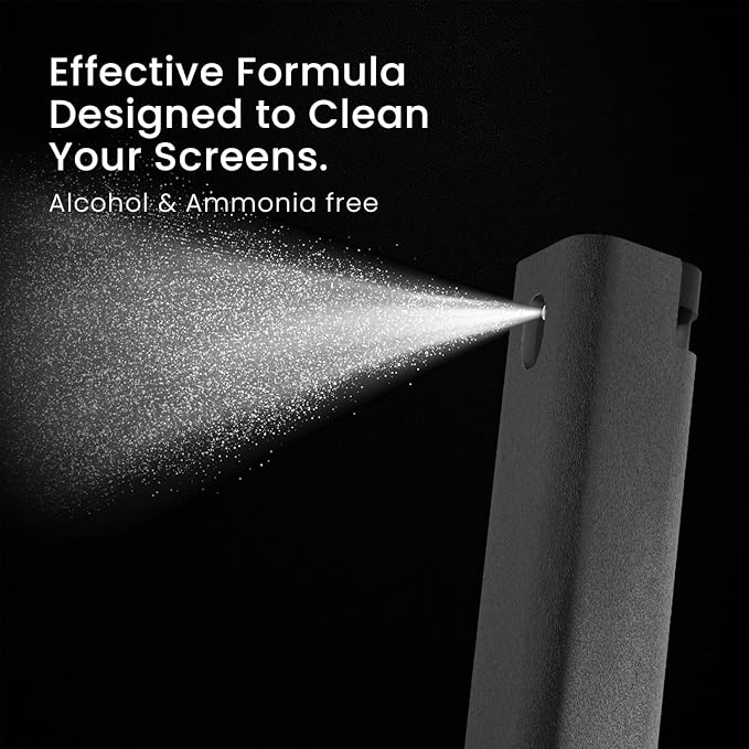 EVEO Car Screen Cleaner Spray and Wipe -2-in-1 iPhone Cleaner, iPad Screen Cleaner & Phone Screen Cleaner - Touchscreen Mist Cleaner for Laptop, Computer, MacBook and More - 2 Pack (Grey & Purple)