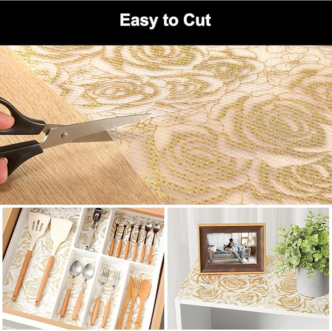 Cooyes Shelf Liner – Premium Non-Adhesive Cabinet & Drawer Liner for Kitchen – Waterproof Shelf Paper with Modern Pattern – Durable EVA Cabinet Mat – Easy to Cut （17.5" W x 78.7" L）