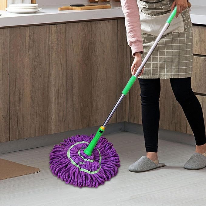 Twist Mop - Absorbent Cleaner for Floors | Easy Wring Telescopic Mop for Bedroom, Kitchen, School, Marble, Concrete, Hardwood, Commercial Spaces, Garage, Restaurant, and Bathroom
