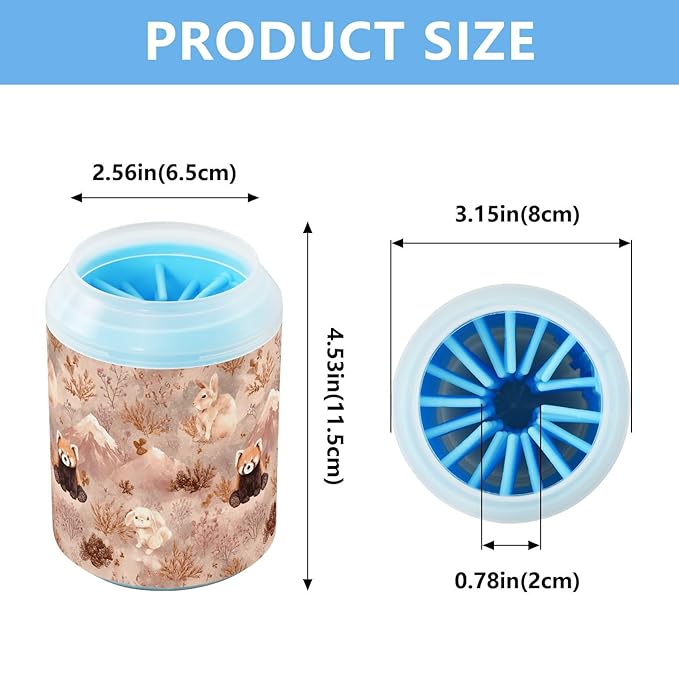 Dog Paw Cleaner Cups for Dogs Pets Foot Washer Paw Scrubber for Medium Small Cats Dogs Cute Cleaning Cup Pink Rabbits Redpandas Mountains Plants