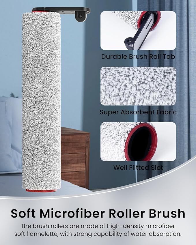 (6pcs) Replacement Brush Rollers And HEPA Filters For Dreame H12 Pro/ H12 Dual Wet Dry Vacuum Cleaner, Replacement Parts Accessories Kit Inclue 3 Vacuum Filter, 2 Roller Brushes