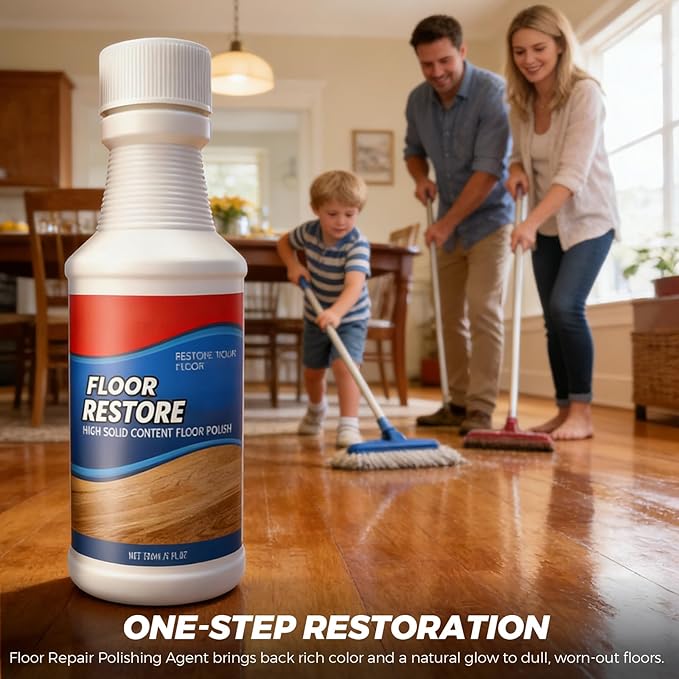 Floor Rescue Cleaner, Floor Repair Polishing Agent for Wood Laminate Tile, Self-Leveling Nano-Fill Refinisher for High-Traffic Areas, No Sanding 5.1 fl oz (150 mL) (5-Pack)