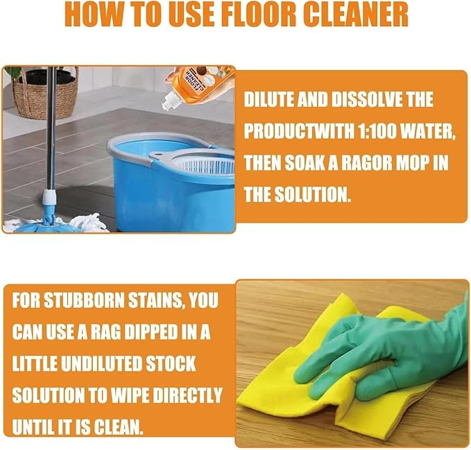 Multi-purpose Floor Cleaner, Powerful Decontamination Floor Cleaner, Laminate Floor Cleaners Concentrate Wood Floor Cleaning Polishing Brightening for Tile and Wood Floors (2 Set)