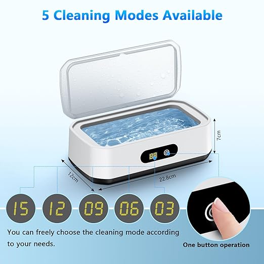 2025 Upgrade Large Capacity Ultrasonic Cleaner, 50kHz Ultrasonic Cleaner Machine with 5 Modes Timer for Glasses Jewelry Dentures-304 Stainless Steel Tank,White & Black