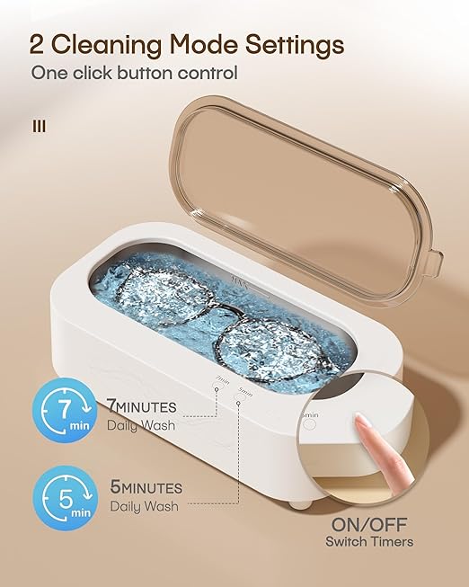 Ultrasonic Jewelry Cleaner, Professional 48KHz Ultrasonic Machine for Jewelry, Eyeglass,Denture,Watch Band,Retainer,Ring - 2 Cleaning Modes/360°Deep Clean,350ML/12OZ 304 Stainless Steel Tank,Low Noise