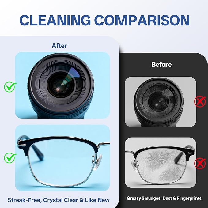 [200 Count] Lens Wipes for Eyeglass - Cleaner Wipes for Glasses, Camera Lens & All Screens - Pre-moistened Individually Wrapped Sracth-Free,Streak-Free
