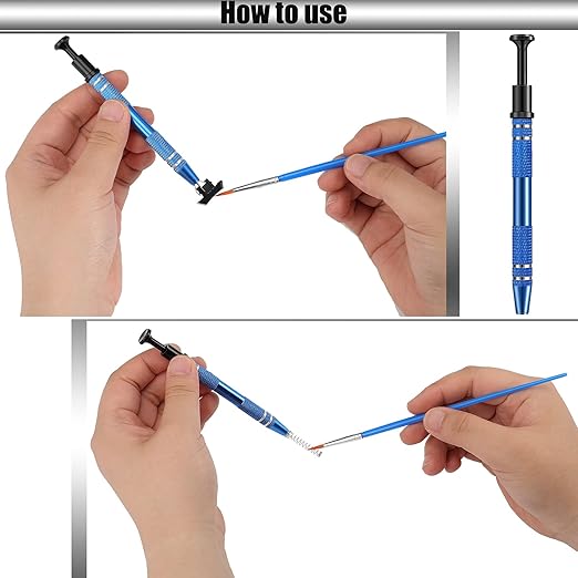 Minatee 9 Pieces Keyboard Lube Switch Puller Kit Ic Extractor Key Cap Puller Elbow Tweezers Pointed Tweezers Flat Head Grease Brush Fine Head Grease Brush Compatible with Switch
