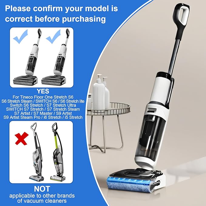 Roller Brush and HEPA Filter for Tineco Floor One Stretch S6/S7 Stretch Ultra/S7 Stretch Steam/i6 Stretch/i5 Stretch/S9 Artist steam/S9 Artist Pro Cordless Wet Dry Vacuum Cleaner Replacement Parts
