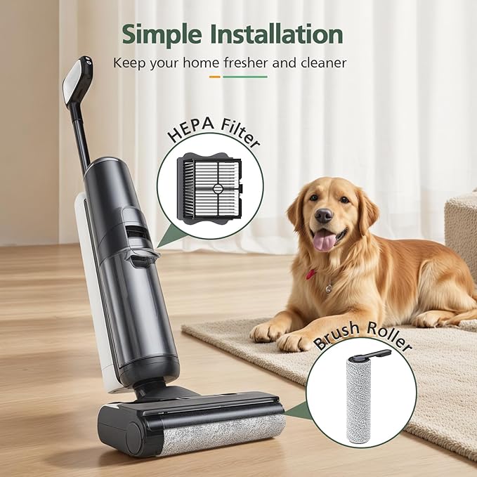 2+4 Pack S5/ S5 Pro Brush Roller and HEPA Filter Set Compatible with Tineco Floor ONE S5/ Floor One S5 Pro Cordless Wet Dry Vacuum Cleaner, 2 Pack Brush Rollers + 4 Pack Vacuum HEPA Filters