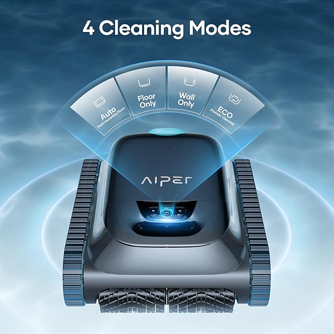 (2025 Upgrade) Aiper Scuba S1 Robotic Pool Cleaner, Wall & Waterline Cleaning, Double Filtration, Extended 180-Min Battery Life, Smart Navigation, App Support, OTA Upgrade (Renewed)