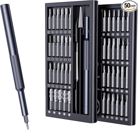 AXTH 50-in-1 Precision Screwdriver Set, Professional Magnetic Small Repair Tool Kit for Electronic Devices, Mini Screw Driver with Flat, Philips, Torx, Hex, Pentalobe, Triwing, Triangle and More