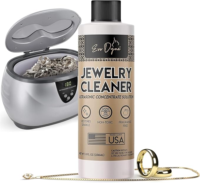 Ultrasonic Jewelry Cleaner Solution (8oz) Concentrated Jewelry Cleaner for Diamonds, Gold, Silver & More | Compatible with Ultrasonic Machine (s) - Made in USA