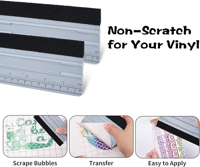 Durable Black Felt Edge Vinyl Squeegee Tool 6-Inch, Car Vinyl Film Wrapping Decal Window Tint Work, Professional Scratch Free Squeegee (Pack of 2)