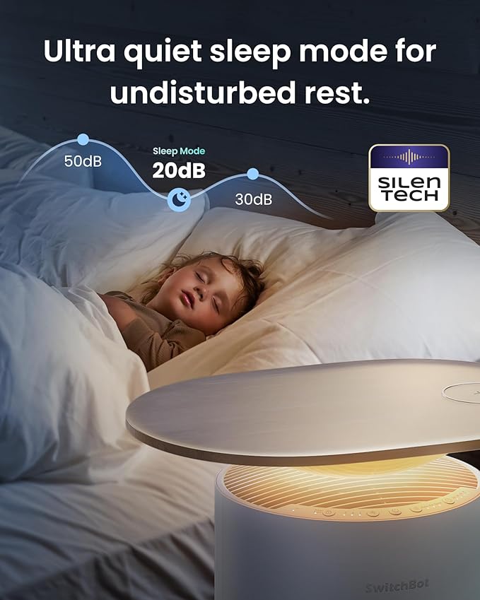 SwitchBot Air Purifier for Home Large Room up to 3620 ft², Pet Mode, Support Matter, 20dB, Washable Pre-filter, Aromatherapy, Works with Alexa, Google Home, Apple Home, Ideal for Odor, Dust & Pet Hair