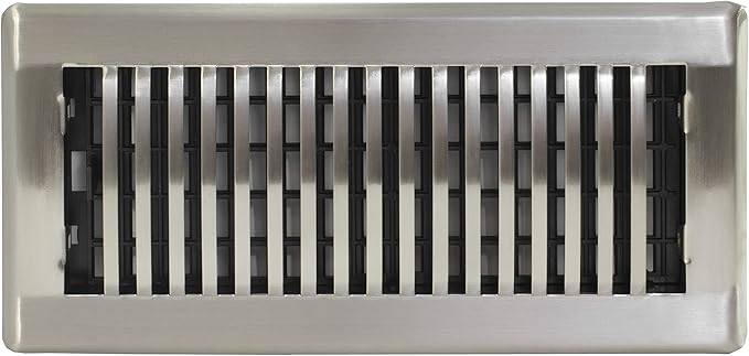 Decor Grates LAH410-NKL Louvered Floor Register, 4x10 Inches, Brushed Nickel (Pack of 8)