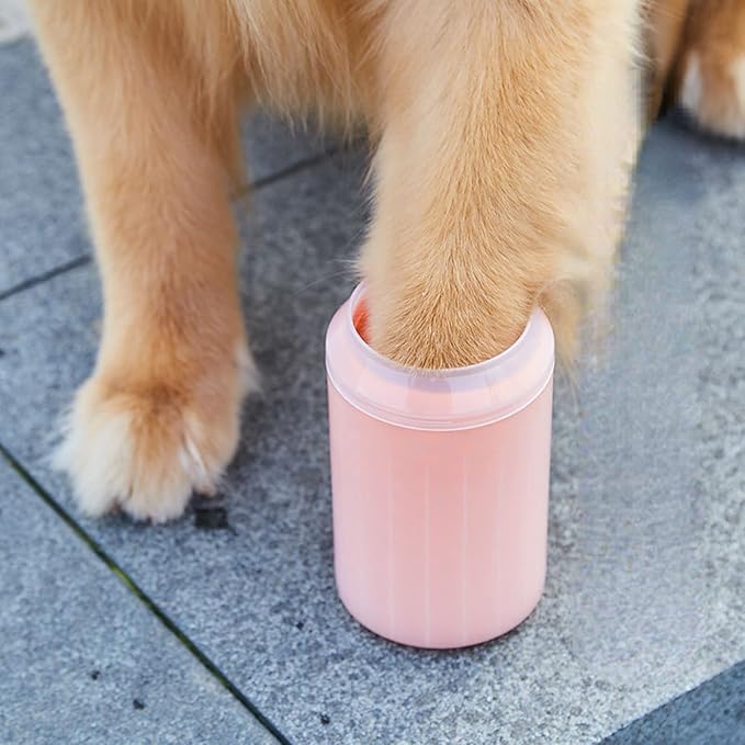 Dog Paw Cleaner for Dogs Large/Petite Paw Washer Easy to Use & Clean Portable Dog Paw Cleaner Cup Dog Foot Washer with Silicone Washers (L, Orange)