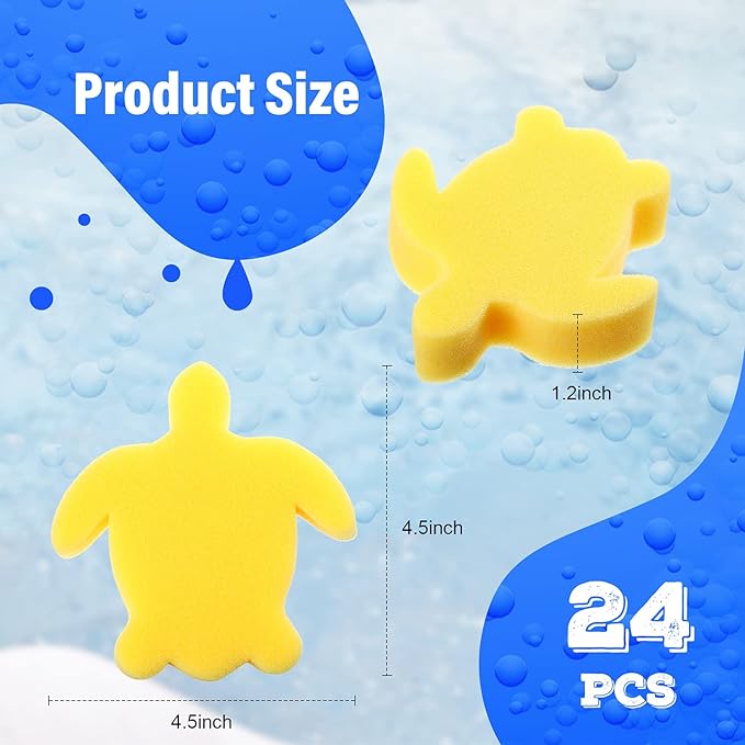 Chuangdi 24 Pieces Hot Tub Sponge, Turtle Oil Scum Absorbing Absorber for Spa and Swimming Pool (Blue, Red, Yellow, Pink)