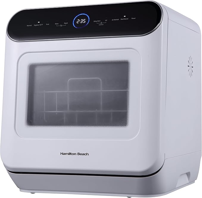 RCA Portable Countertop Dishwasher No Hookup Unit with 6-Liter Water Bank for Tabletop, Apartment, or RV, Compact Dishwashing and Drying Machine, Delay Timer, Rapid Cleaning