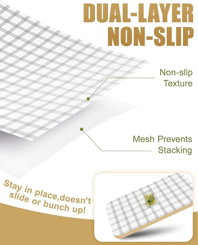 Shelf Liners for Kitchen Cabinets Non-Adhesive, Non-Slip Thickened Shelf Paper Waterproof Washable for Drawer Dresser Pantry Shelve Bathroom Protector Liner