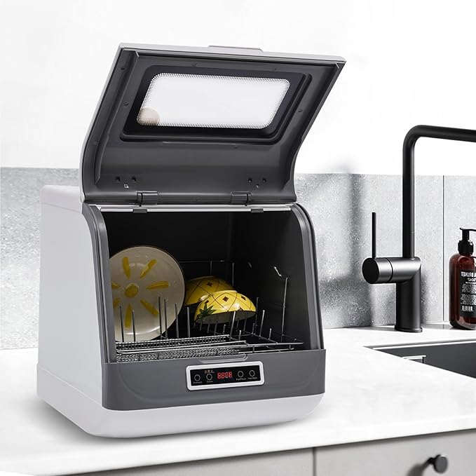 Portable Dishwasher Countertop,Portable Mini Dishwasher with 5L Built-in Water Tank for Apartments& RVs,Compact Dishwashers with 5 Washing Programs,High-Temp& Air-Dry Function (17.72*15.75*17.32in)