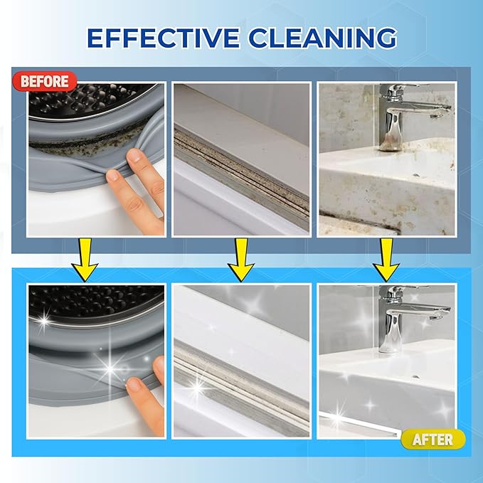 Mold and Stain Remover Gel 8 Fl Oz, Household Grout Surface Cleaner, Cleaning Gel for Washing Machine, Refrigerator Strips, Tiles, Bathroom Kitchen Sinks, Damp Areas
