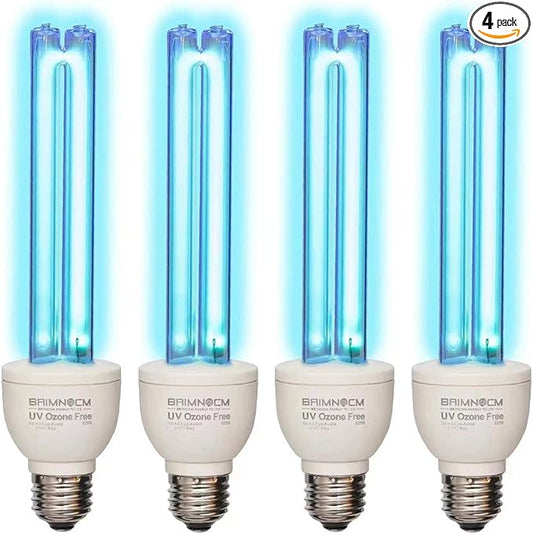 BAIMNOCM UV Light Bulb Ozone Free, UVC Lamp 25 Watt, UV Disinfection Light, 254nm Weavelength UVC lamp Ultraviolet Light Bulb, E26 Base 4 Pack
