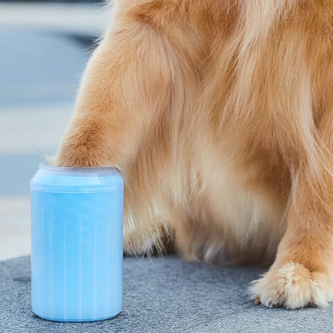 Dog Paw Cleaner for Dogs Large/Petite Paw Washer Easy to Use & Clean Portable Dog Paw Cleaner Cup Dog Foot Washer with Silicone Washers (S, Blue)