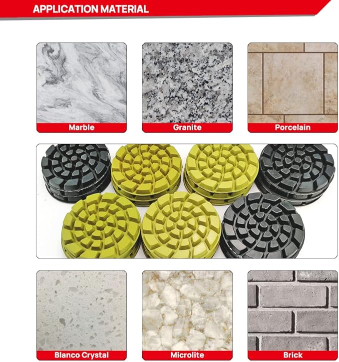 DT-DIATOOL Diamond Floor Polishing Pads Resin Bond Terrazzo Floor Diameter 4 Inch Grit 100 Pack of 6
