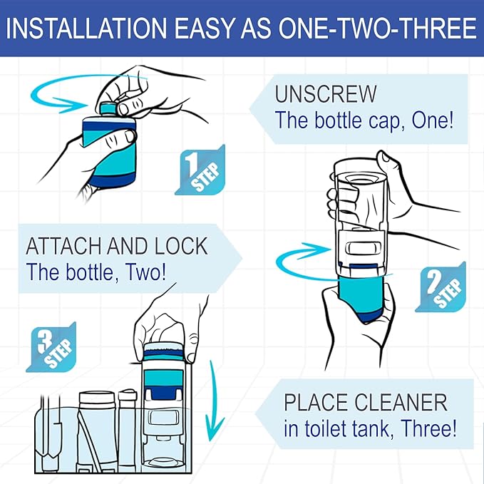 Automatic Toilet Bowl Cleaner with Refill — Antibacterial Flush-Activated Cleaning System, Toilet Cleaners for Hard Water, Helps Remove Rust & Limescale, Long-Lasting Performance & Fresh Lemon Scent