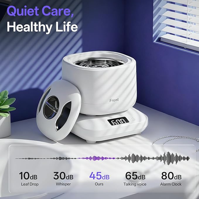 Ultrasonic Jewelry Cleaner Machine with U-V Light, Detachable Retainer Cleaner for Jewelry, Retainers, Dentures, 42kHz Ultrasonic Cleaner with 3 Modes, Waterproof, for family, White