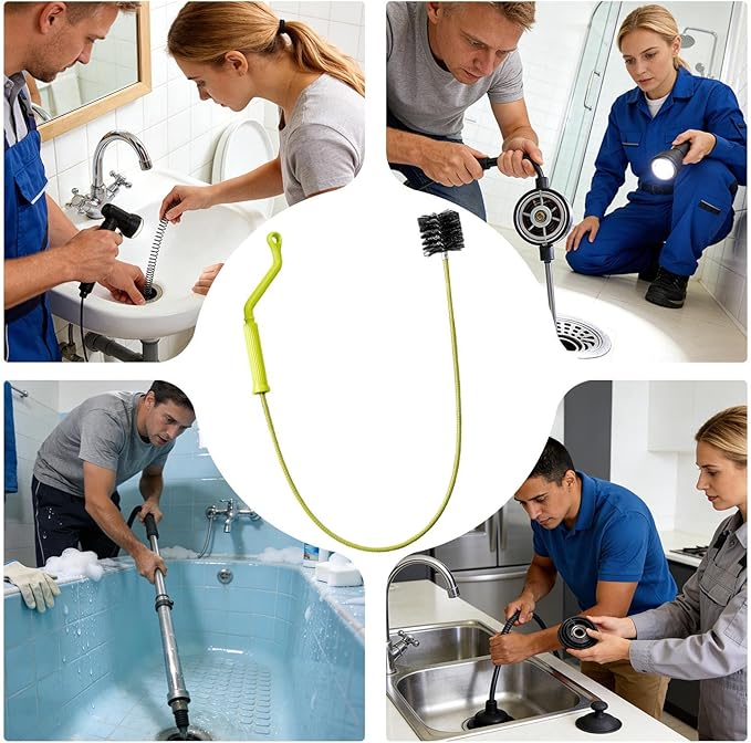 Drain Augers | Effective Flexible Cleaning Brush Pick Up Grabber | Sink Pipe Drain Snakes Hair Catcher | for Toilet Bathroom TUB Kitchen Shower