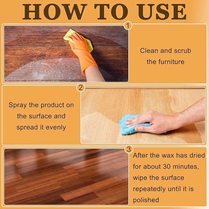 2PCS Beeswax Spray,Natural Furniture Polish,Beeswax Spray Cleaner,The Original Micro Molecularized Beewax Care Restorer for Living Rooms,Kitchens,Wood Furniture Floors