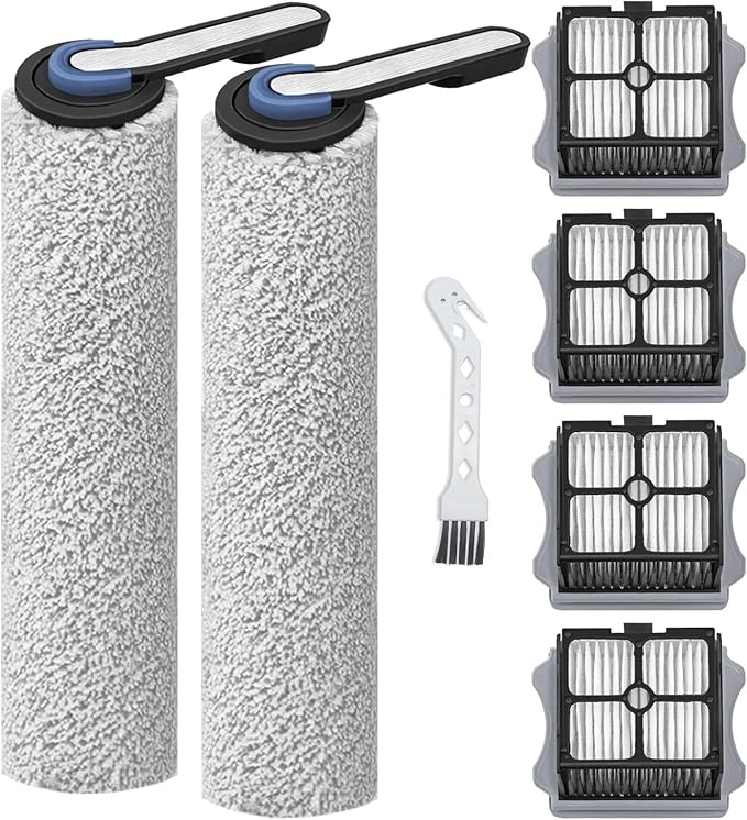 Replacement Parts Compatible with Tineco Floor One S5 / S5 Pro / S5 Pro 2 / S5 Blue Vacuums, 2 Roller Brushes & 4 Filters Accessories Kit (𝗡𝗢𝗧 𝗳𝗼𝗿 𝗦𝟱 𝗖𝗼𝗺𝗯𝗼 / 𝗦𝟱 𝗦𝘁𝗲𝗮𝗺)
