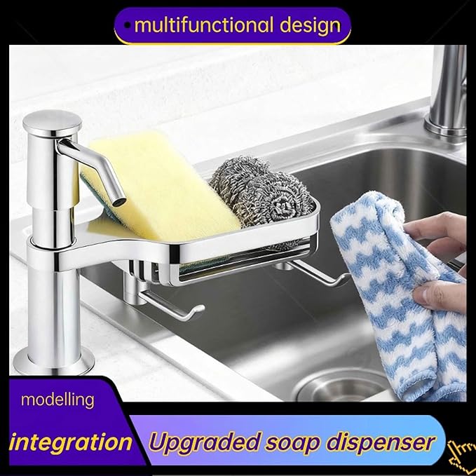Deluxe Multi-Purpose Kitchen Sink Soap Dispenser Kit, Integrated Built-in/Countertop Liquid Pump, Extra-Long 3.9ft Cuttable PVC Hose, Weighted Gravity Ball & Enhanced Suction for Seamless Dishwashing