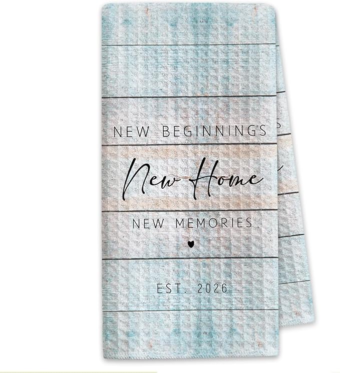 New Home Gift Coastal Kitchen Towels with Saying, Beach Themed Decorative Hand Towel, Housewarming Gift Ideas for New Homeowners, Cute Funny Hand Towels Bathroom Kitchen 16x24 Inch-b05