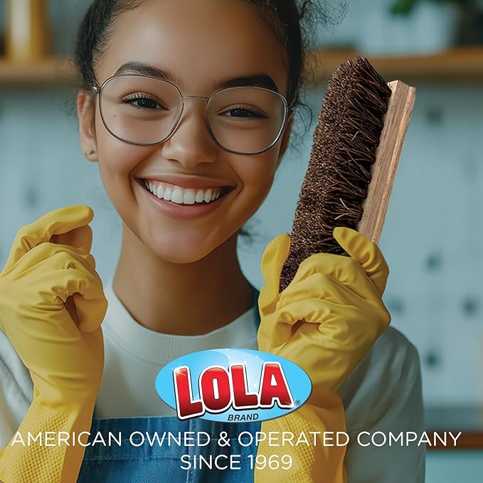 LOLA Deck Scrub Brush, 9" x 3.5" Head w/Palmyra Bristles for Outdoor Cleaning, Removes Dirt & Grime from Patios, Decks, Grout, 1 Pack