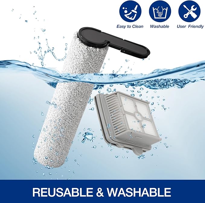 F25 Brush Rollers and HEPA Filter for Roborock F25/F25 ACE/F25 ALT/F25 LT/F25 RT/F25 GT Cordless Wet Dry Vacuum Cleaner, 3 Brush Rollers, 3 HEPA Filters, 1 Water Tank Brush, 1 Cleaning Brush