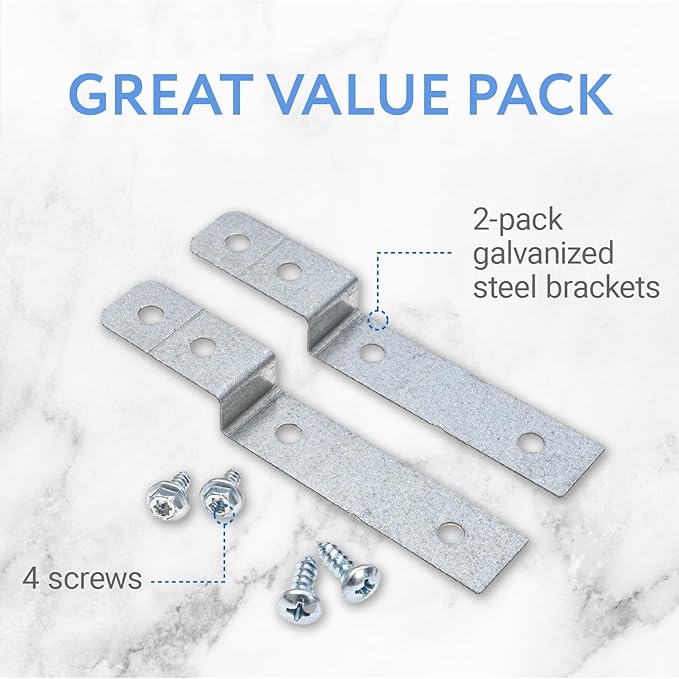 Impresa Dishwasher Side Mount Bracket Kit - Compare to DWBRACKIT1 - Silver Galvanized Steel - Compatible with Frigidaire & Electrolux Models - 2 Brackets & 4 Screws for Stone Countertops