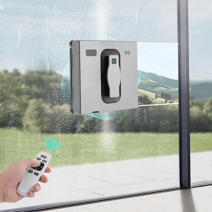 Automatic Window Vacuum Cleaner, 2.7In Slim Body Mini Window Cleaning Robot, 1.69Oz Water Tank Capacity, Windows Cleaning Machine for Homes, Office Buildings