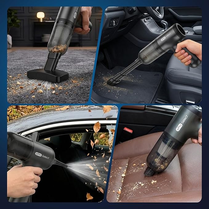 EV1395 Cordless Handheld Vacuum Cleaner - 75W 12000Pa Strong Suction, 14-24min Runtime, 0.14L Dust Bin, Multi-Accessories for Stairs, Floors & Narrow Spaces
