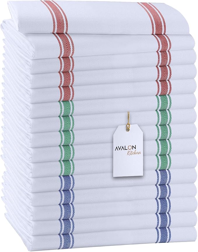 Dish Towels Set (Value Pack of 15) Size 15x25 Inch, 100% Cotton Soft & Absorbent Kitchen Towels, Tea Towels, Reusable Cleaning Cloths for Household Cleaning (Multi)